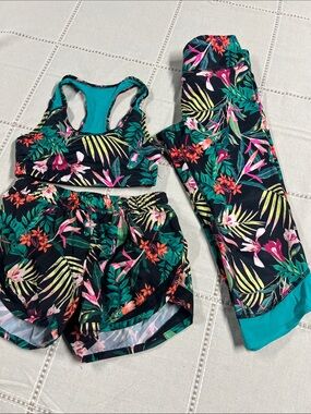 Old Navy Active Black Shorts & Tropical Trim